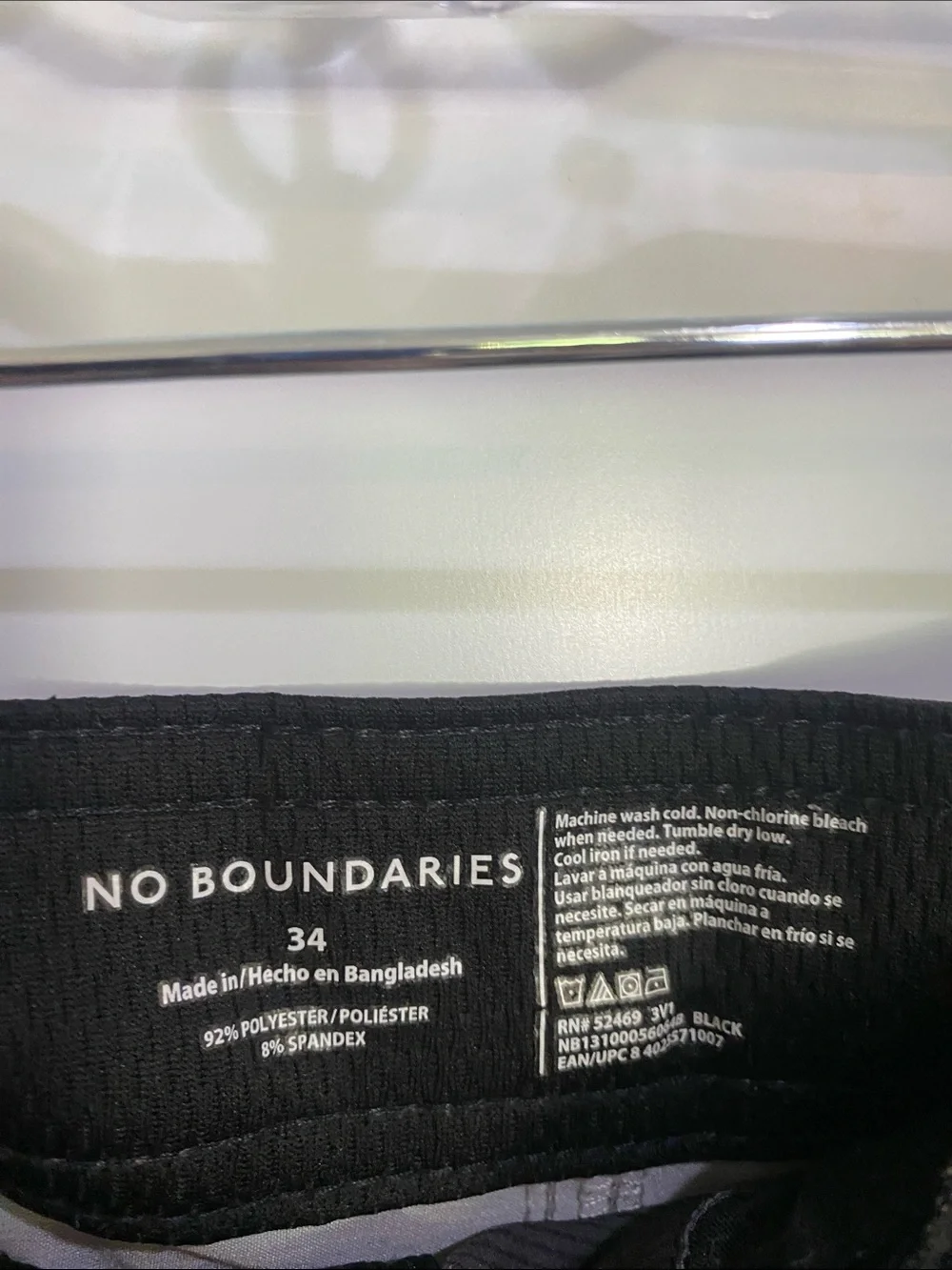 No Boundaries Black Board Shorts with Pink & Blue Stripes